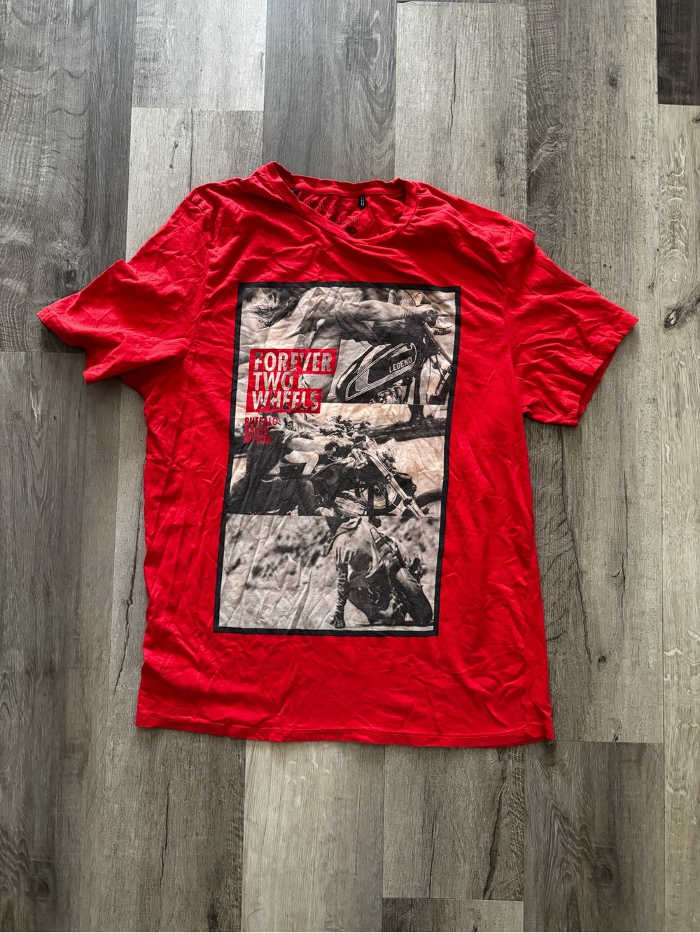 Buffalo David Bitton Red Graphic Motorcycle Tee
